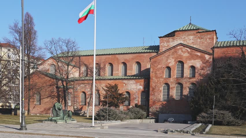 Red brick Basilica of Saint Sofia. National monument - Orthodox Church of Saint Sophia, preserved in its original form since its construction in 6th century AD