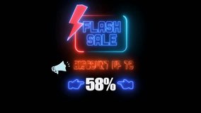 Flash sale neon light, shopping discount up to 92 percent, glowing shop now banner, animated retail promo electric board - Powered by Shutterstock - Get 15% off with code: PIKWIZARD15