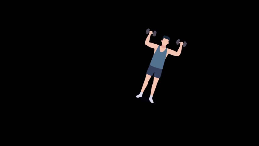 Workout gym animation body builder character.