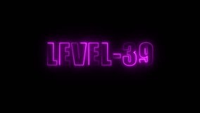 Level 39 neon sign glowing purple on black background achievement unlocked gaming progress milestone - Powered by Shutterstock - Get 15% off with code: PIKWIZARD15