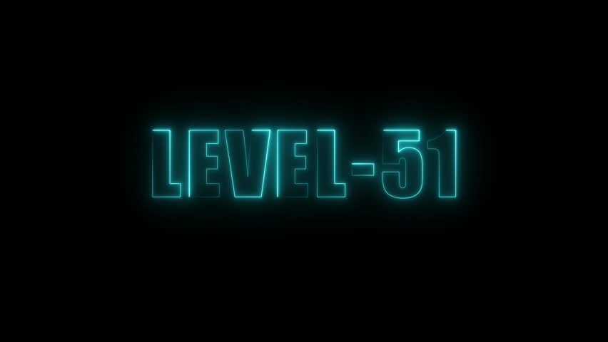 Futuristic Neon Glow Text Level 51 Animation Cyberpunk Sci Fi Digital Display Background