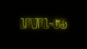 Glowing Yellow Neon Text Level 63 on Black Background Digital Animation Progress Achievement - Powered by Shutterstock - Get 15% off with code: PIKWIZARD15