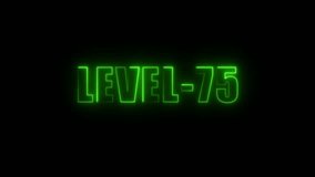 Neon green L E V E L 75 text glowing on black background digital animation gaming achievement - Powered by Shutterstock - Get 15% off with code: PIKWIZARD15