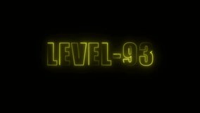 Neon yellow L E V E L 93 text glowing on black background digital animation futuristic game - Powered by Shutterstock - Get 15% off with code: PIKWIZARD15
