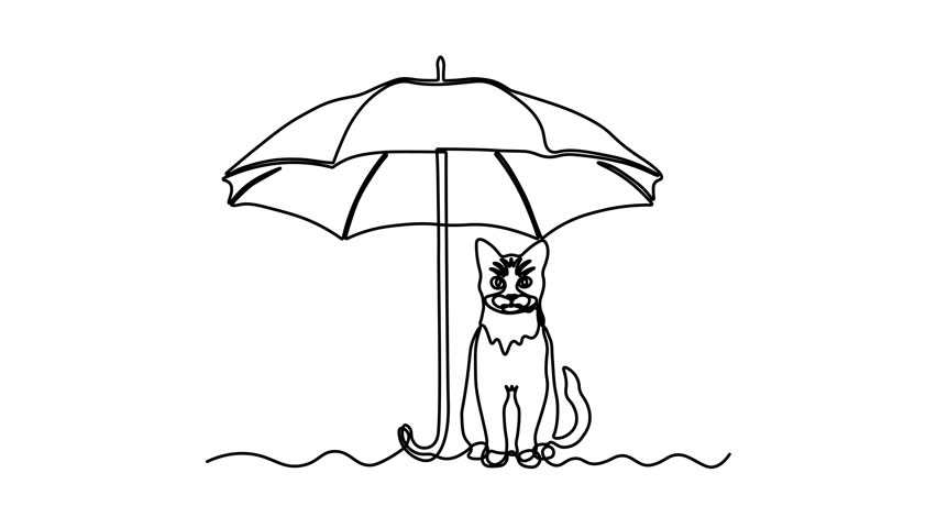Abstract open umbrella. Self drawing animation one continuous line draw, logo
