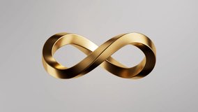 Seamless looping 3D animation of a gold metallic Möbius strip forming an infinity symbol. Futuristic abstract design, perfect for tech, science, and philosophical concepts - Powered by Shutterstock - Get 15% off with code: PIKWIZARD15