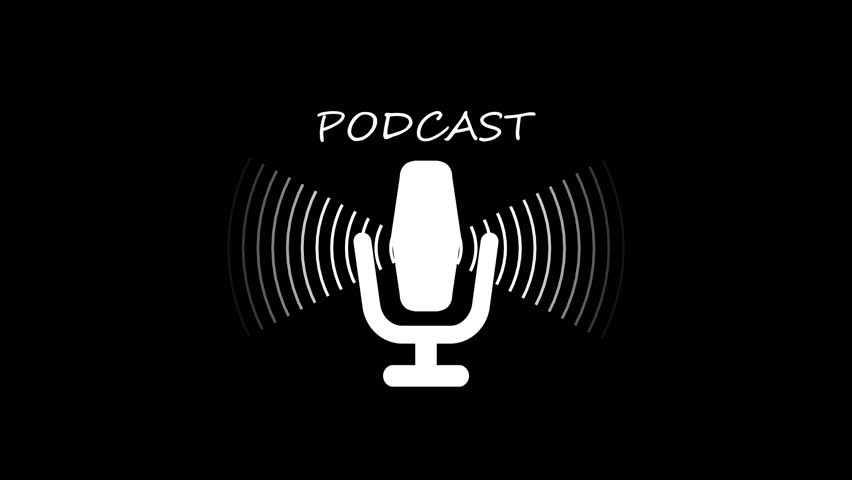 Animated Sound Wave with Microphone Icon, Minimalist Podcast Microphone and Sound Waves