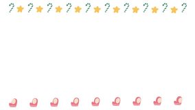 Christmas border with candy canes, stars, and mittens on white space for festive content. - Powered by Shutterstock - Get 15% off with code: PIKWIZARD15