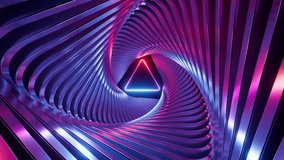 Seamless 3D animation of polished metallic frames dynamically twisting and forming a triangular tunnel. - Powered by Shutterstock - Get 15% off with code: PIKWIZARD15