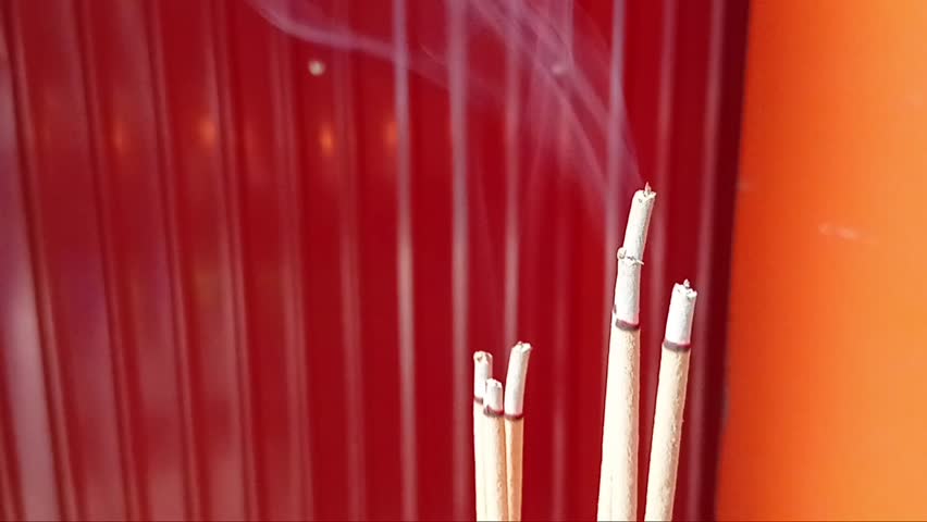 Burning Incense Sticks on Hungry Ghost Festival