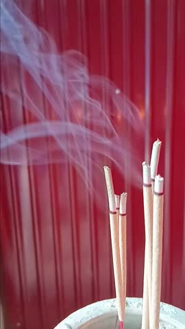 Burning Incense Sticks on Hungry Ghost Festival