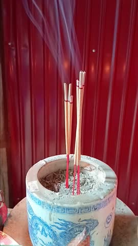 Burning Incense Sticks on Hungry Ghost Festival