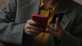 Online payment. Woman paying online using mobile phone and plastic bank card - Powered by Shutterstock - Get 15% off with code: PIKWIZARD15
