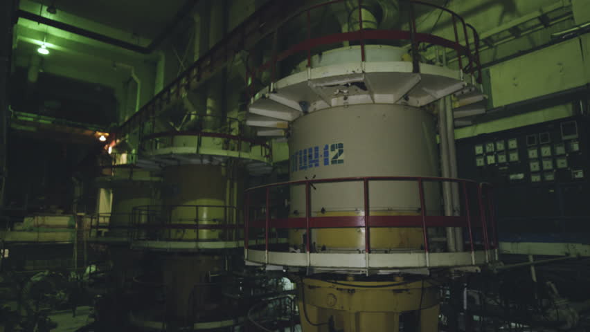 Inside The Chernobyl Nuclear Power Plant Unit 3 Main Circulation Pumps In Ukraine. Panning Shot