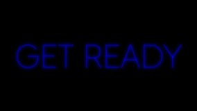 Blue neon Get Ready text glowing brightly, perfect for party, event, or streaming countdown visuals. - Powered by Shutterstock - Get 15% off with code: PIKWIZARD15