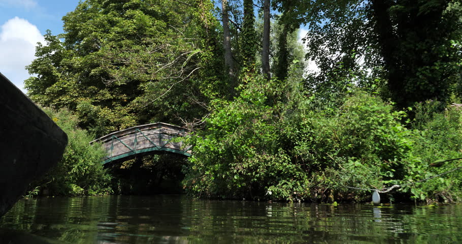 The hortillonnages are gardens and marshland crossing by canals. Amiens, Somme department, France.