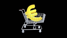 3D animation of a metallic shopping cart holding a golden euro (€) symbol, rotating on a black background. Sleek and reflective, symbolizing European e-commerce, finance, retail, and economic trends.  - Powered by Shutterstock - Get 15% off with code: PIKWIZARD15