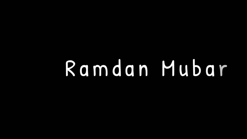 Animated 'Ramadan Mubarak' Greeting in White Text on a Solid Black Background. A Simple, Elegant, and Clean Video to Wish Everyone a Blessed and Holy Month of Fasting.
