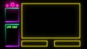 Neon streaming overlay with Live Chat. Intermission Stream Overlay Animated, Neon Sign looping facecam and chat for live streaming, Intermission Stream Overlay Animation - Powered by Shutterstock - Get 15% off with code: PIKWIZARD15