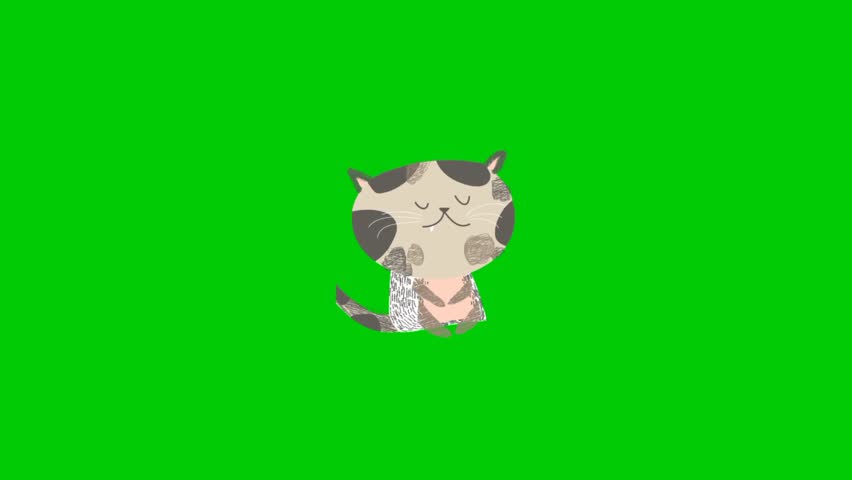 Cute cat animation with green background.