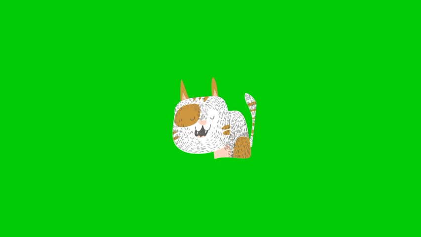 Cute cat animation with green background.