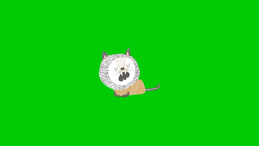 Cute cat animation with green background.