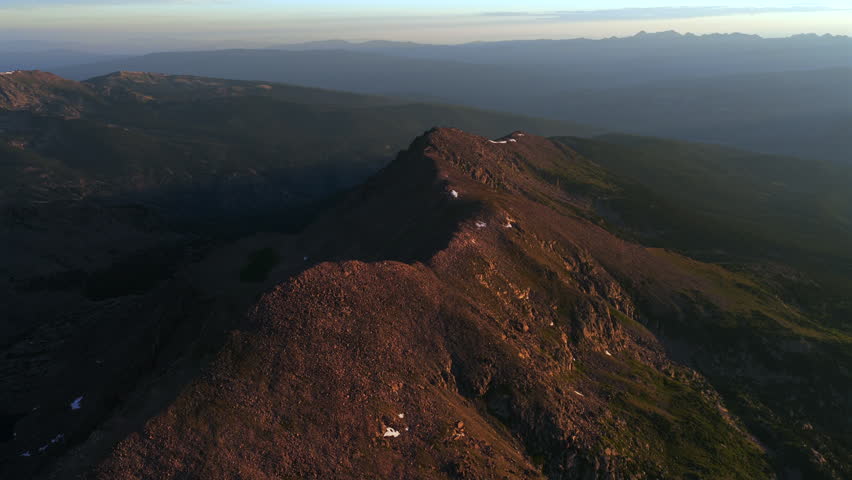 Notch Mountain Shelter Halo Ridge Half Moon Pass Trail landscape Mount of the Holy Cross wilderness aerial drone Colorado summer golden hour sunset clouds Rocky Mountains Sawatch Range forward motion