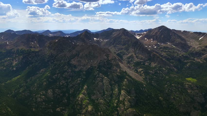 Elk Mountains range Maroon Bells Capitol Peak Mount Snowmass Castle Conundrum Peak Colorado aerial drone spring summer Rocky Mountains valley Sawatch Range Mount of the Holy Cross 14er forward motion