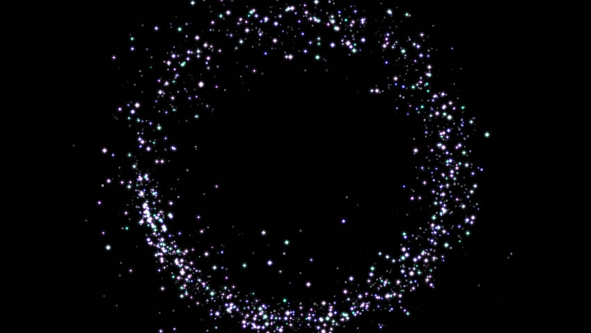 Cartoon magical sparkles moving in circular motion on black background animation. (loop)