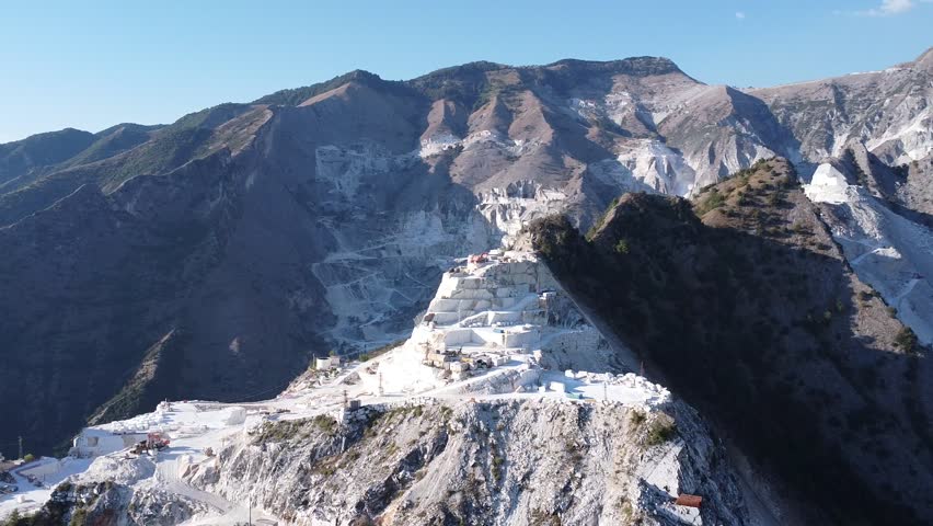 White Carrara marble quarries, located in the Apuan Alps in Tuscany, Italy.