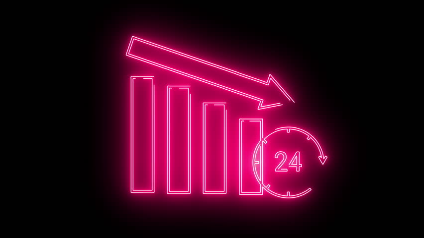 24 hour icon and down chart icon with neon effect - Powered by Shutterstock - Get 15% off with code: PIKWIZARD15