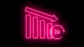 24 hour icon and down chart icon with neon effect - Powered by Shutterstock - Get 15% off with code: PIKWIZARD15