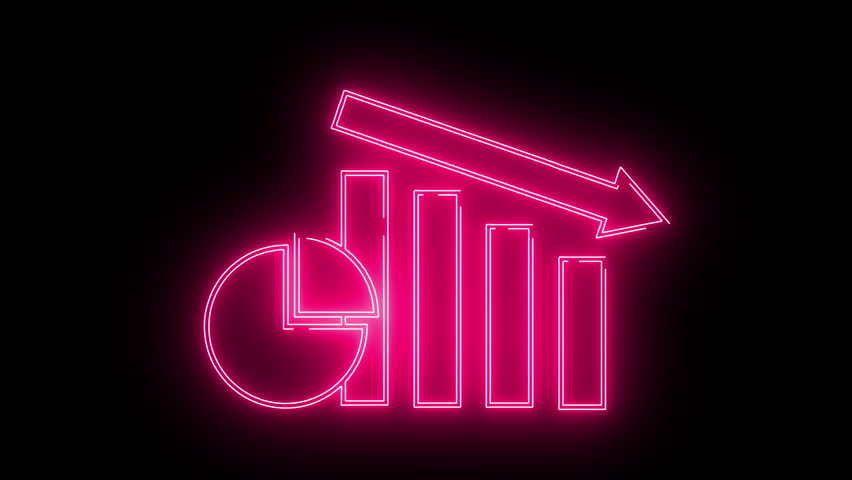 pie chart icon and drop down chart icon with neon effect