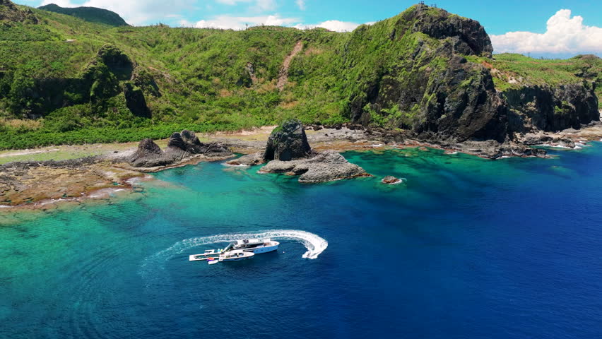 Aerial view of green island in Taiwan