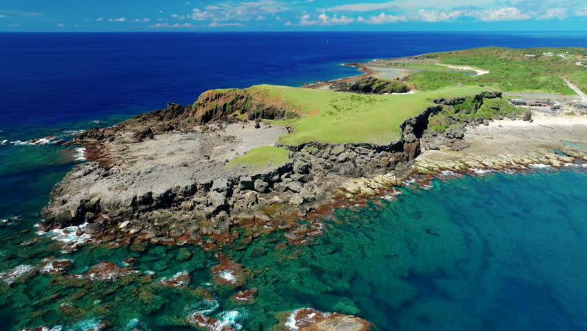 Aerial view of green island in Taiwan