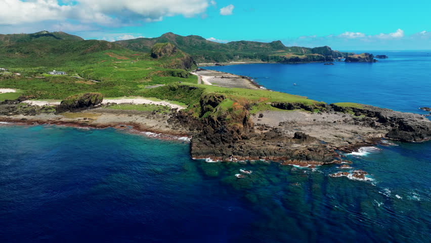 Aerial view of green island in Taiwan
