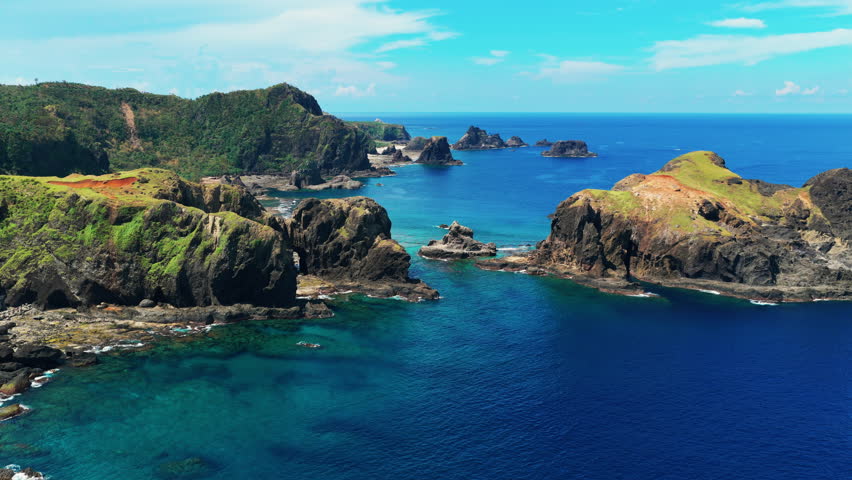 Aerial view of green island in Taiwan