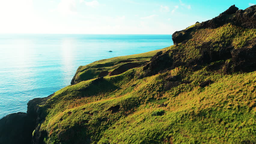 Aerial view of green island in Taiwan