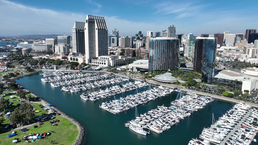 Downtown City At San Diego In California United States. Famous Coast City. Harbor Island. Downtown City At San Diego In California United States.