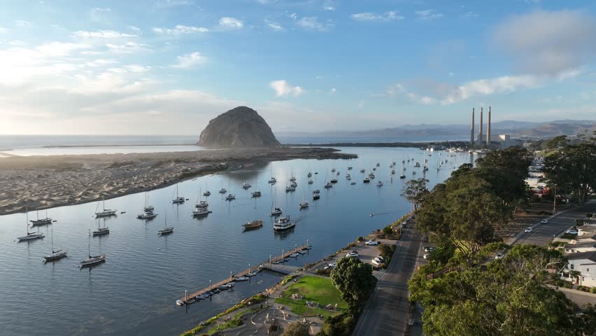Coast Scenery At Morro Bay In California United States. Nature Travel Background. Seascape Landscape. Coast Scenery At Morro Bay In California United States.