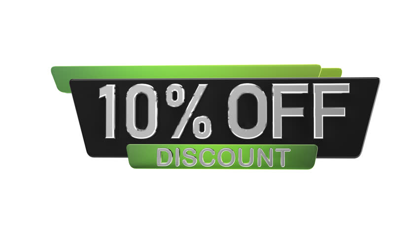 10% Off Discount 3D Green Color Tag Animation And Alpha Matte. Video 4K Ultra HD. Special Offer 10% off Discount Animation. ( Alpha Matte Start Frame 180 )