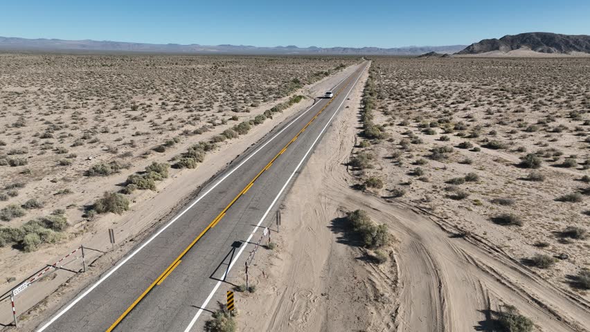 Desert Road At San Bernardino In California United States. National Reserve Tourism Travel. Famous California Desert. Desert Road At San Bernardino In California United States.