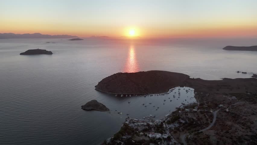 Timelapse of Sunset over the Aegean Sea in Gümüşlük, Bodrum, Turkey
