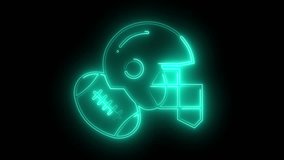Neon sign of an American football helmet with a ball icon animation. - Powered by Shutterstock - Get 15% off with code: PIKWIZARD15