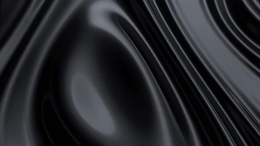 Abstract reflective ripples on black surface. Dark water waves. Satin crumples. Loop 3d render animation