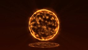 An abstract animated plasma ball resembling a sun, surrounded by a glowing corona and emitting a bright orange-yellow glow. Digital visualization of the energy of a sun-like object. - Powered by Shutterstock - Get 15% off with code: PIKWIZARD15
