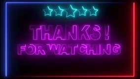 Thank you for watching text in a glowing neon frame on a dark background.abstract background with neon Thanks For Watching sign on a brick wall - Powered by Shutterstock - Get 15% off with code: PIKWIZARD15