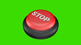 Stop button pressed and activated on green screen background, isolated control element animation for interface, technology, UI design and media projects, vertical video, 3D animation. - Powered by Shutterstock - Get 15% off with code: PIKWIZARD15