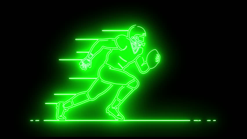 American football player running fast with glowing neon green speed motion illustration - Powered by Shutterstock - Get 15% off with code: PIKWIZARD15