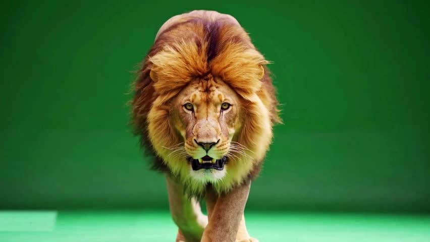 Lion Walking Forward on Green Screen Background
Wild Animal King of Jungle Isolated Chroma Key Video